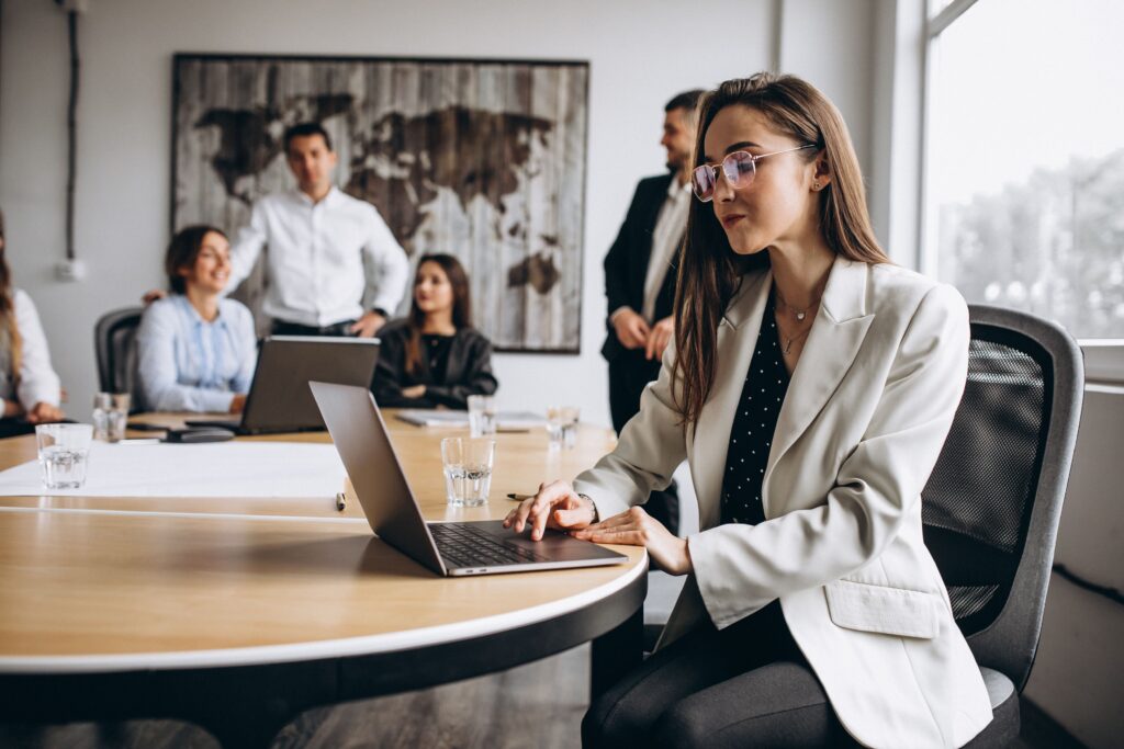 group people working out business plan office min